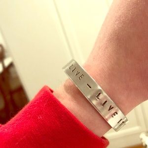 Hand-stamped silver cuff bracelet